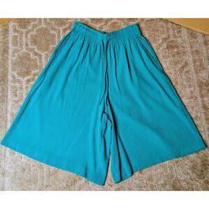 Alfred Dunner Crepe Culottes Shorts WOMENS 10 VTG turquoise USA 90s gauchos 10"